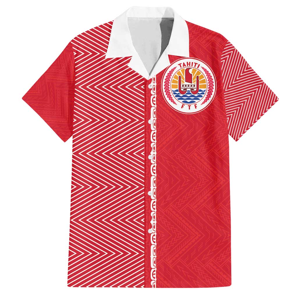 Custom Tahiti Football-Iron Warriors Family Matching Summer Maxi Dress and Hawaiian Shirt LT03 Dad's Shirt - Short Sleeve Red - Polynesian Pride