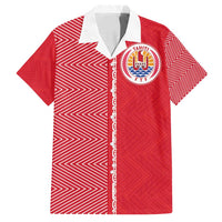 Custom Tahiti Football-Iron Warriors Family Matching Summer Maxi Dress and Hawaiian Shirt LT03 Dad's Shirt - Short Sleeve Red - Polynesian Pride