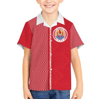 Custom Tahiti Football-Iron Warriors Family Matching Summer Maxi Dress and Hawaiian Shirt LT03 Son's Shirt Red - Polynesian Pride