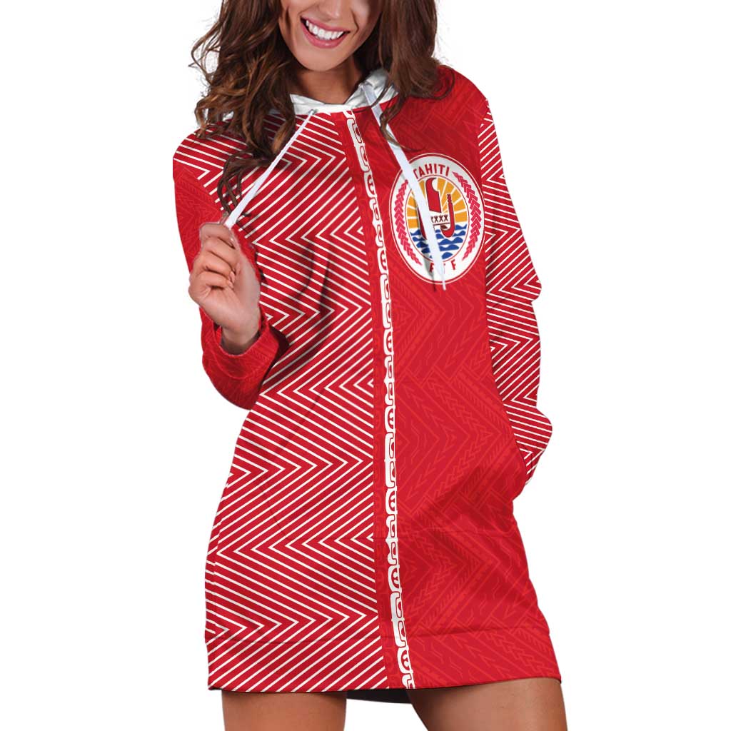 Custom Tahiti Football-Iron Warriors Hoodie Dress LT03 Red - Polynesian Pride