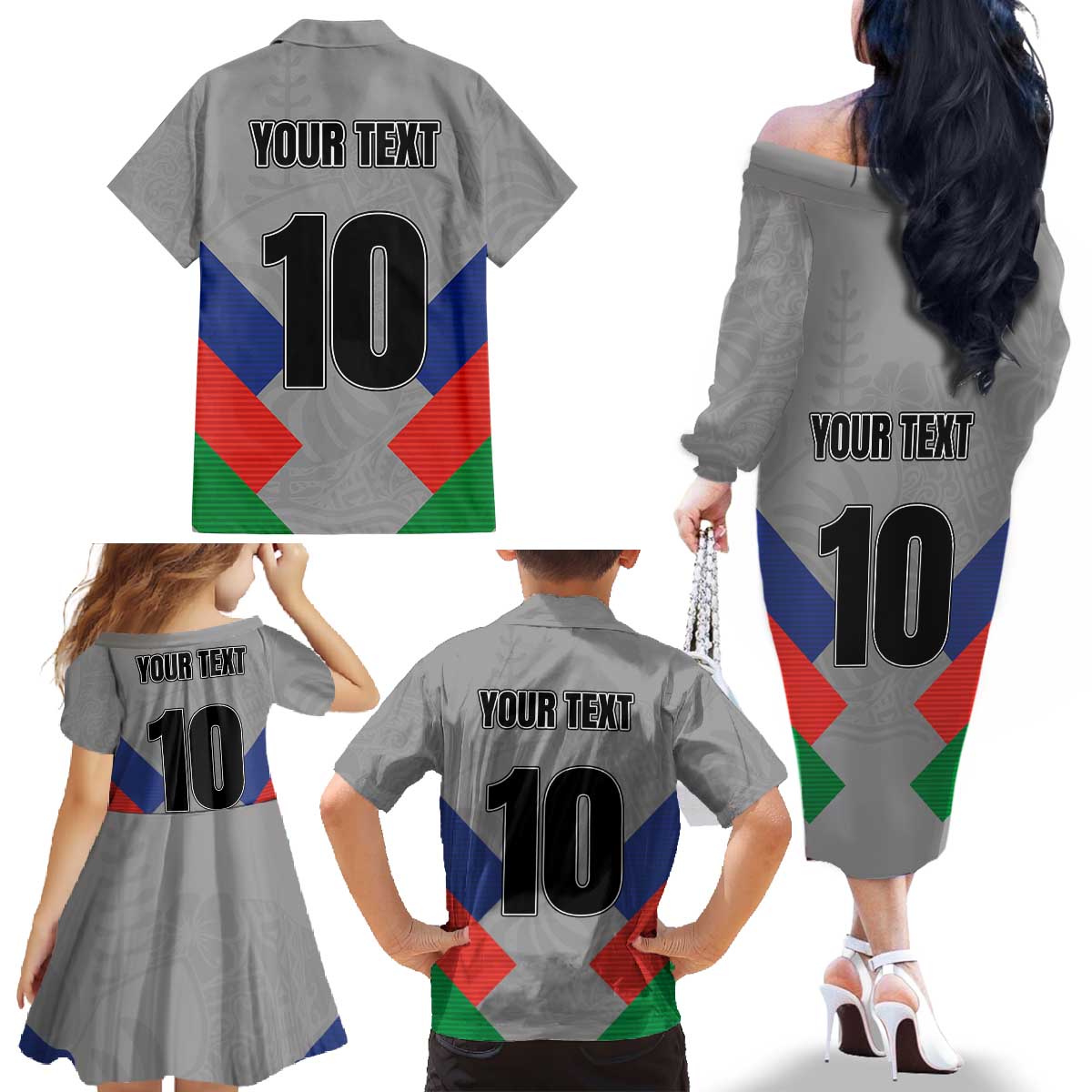 Custom New Caledonia-The Kagus Family Matching Off The Shoulder Long Sleeve Dress and Hawaiian Shirt LT03 - Polynesian Pride