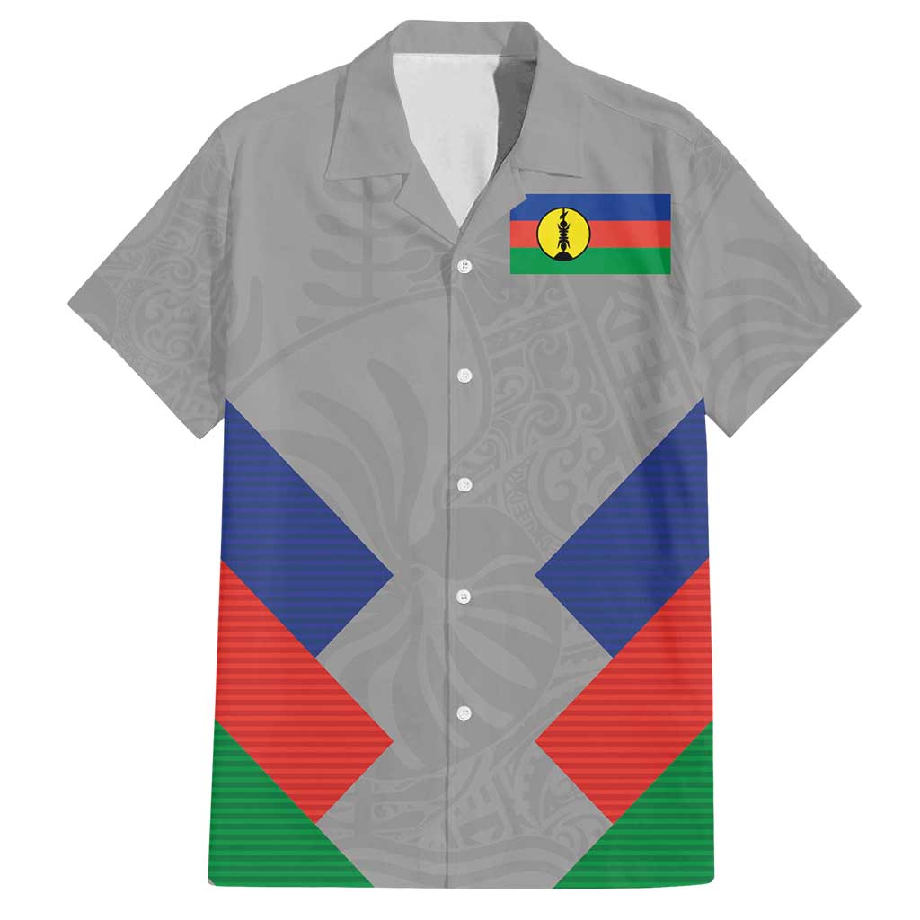 Custom New Caledonia-The Kagus Family Matching Puletasi and Hawaiian Shirt LT03 Dad's Shirt - Short Sleeve Gray - Polynesian Pride