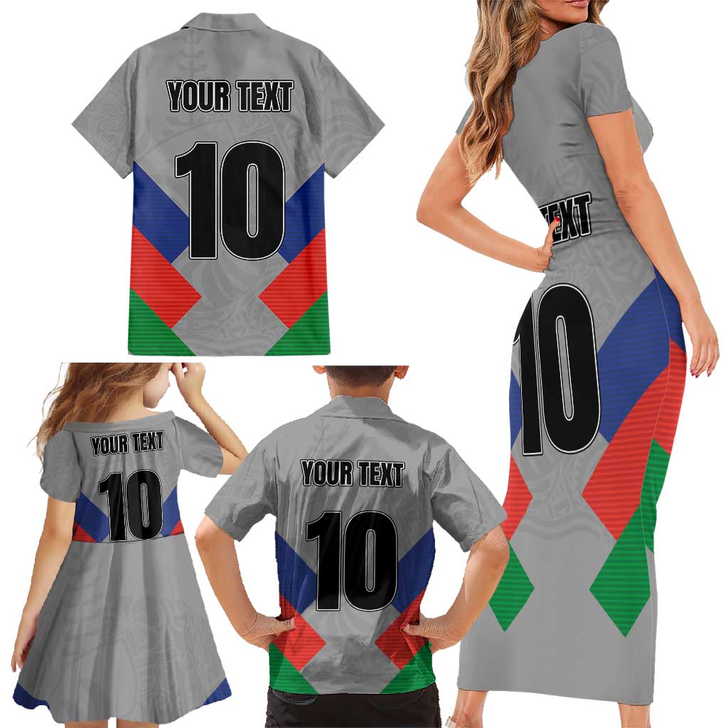 Custom New Caledonia-The Kagus Family Matching Short Sleeve Bodycon Dress and Hawaiian Shirt LT03 - Polynesian Pride