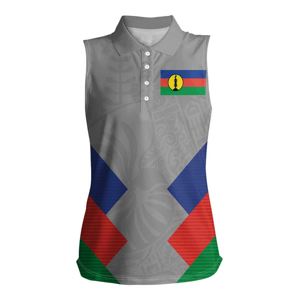 Custom New Caledonia-The Kagus Women Sleeveless Polo Shirt