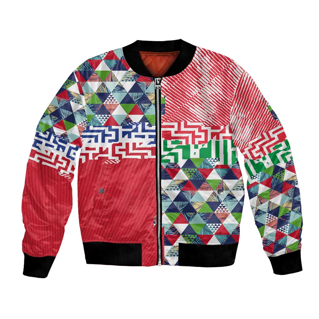Hawaiian Floral Kakau Tropical Leaves-Sporty Style Bomber Jacket LT03 Unisex Art - Polynesian Pride