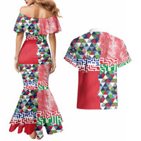Hawaiian Floral Kakau Tropical Leaves-Sporty Style Couples Matching Mermaid Dress and Hawaiian Shirt LT03 - Polynesian Pride