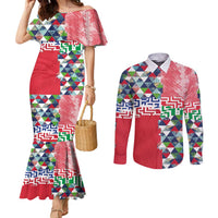 Hawaiian Floral Kakau Tropical Leaves-Sporty Style Couples Matching Mermaid Dress and Long Sleeve Button Shirt LT03 Art - Polynesian Pride