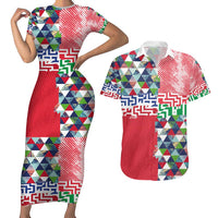 Hawaiian Floral Kakau Tropical Leaves-Sporty Style Couples Matching Short Sleeve Bodycon Dress and Hawaiian Shirt LT03 Art - Polynesian Pride