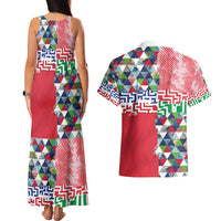 Hawaiian Floral Kakau Tropical Leaves-Sporty Style Couples Matching Tank Maxi Dress and Hawaiian Shirt LT03 - Polynesian Pride