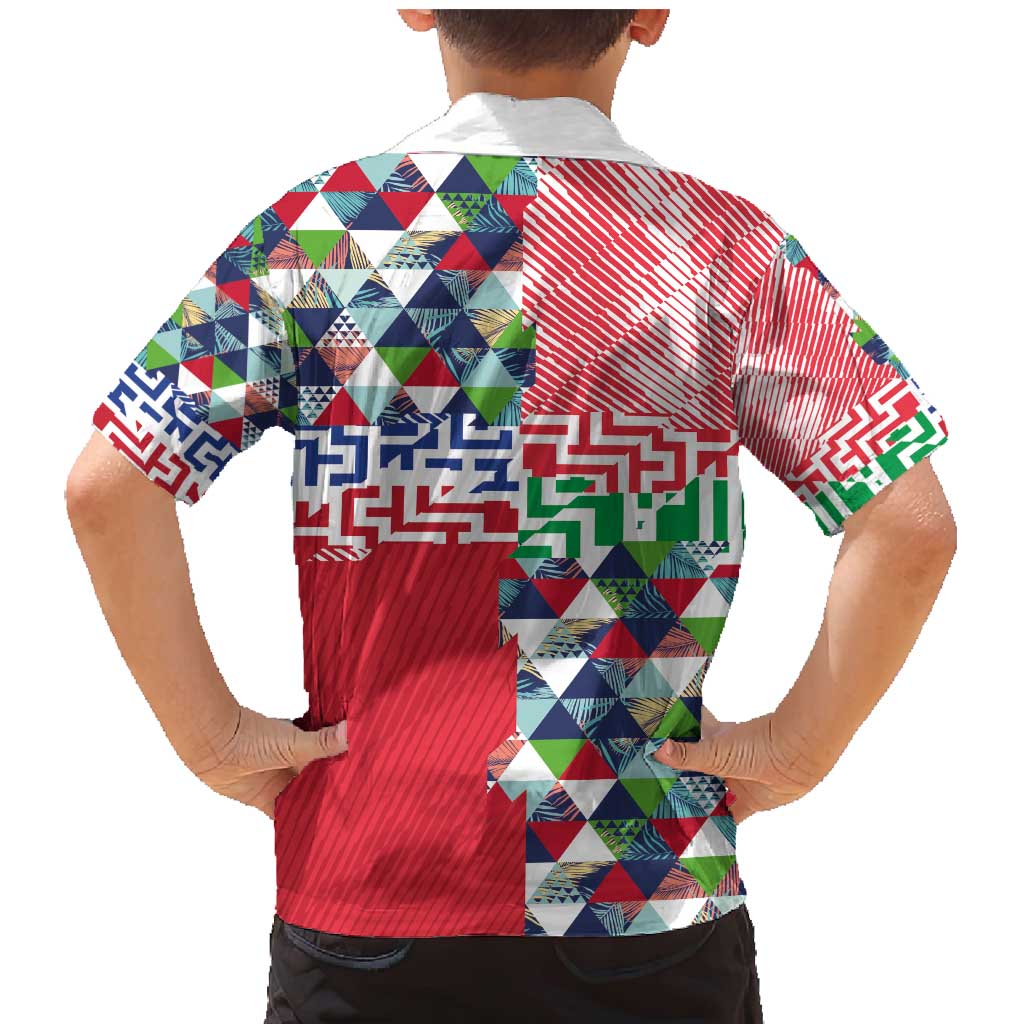 Hawaiian Floral Kakau Tropical Leaves-Sporty Style Family Matching Mermaid Dress and Hawaiian Shirt LT03 - Polynesian Pride