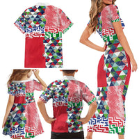 Hawaiian Floral Kakau Tropical Leaves-Sporty Style Family Matching Short Sleeve Bodycon Dress and Hawaiian Shirt LT03 - Polynesian Pride