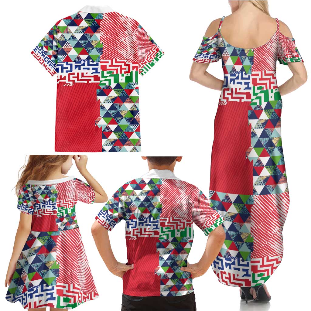 Hawaiian Floral Kakau Tropical Leaves-Sporty Style Family Matching Summer Maxi Dress and Hawaiian Shirt LT03 - Polynesian Pride