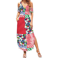 Hawaiian Floral Kakau Tropical Leaves-Sporty Style Family Matching Summer Maxi Dress and Hawaiian Shirt LT03 Mom's Dress Art - Polynesian Pride
