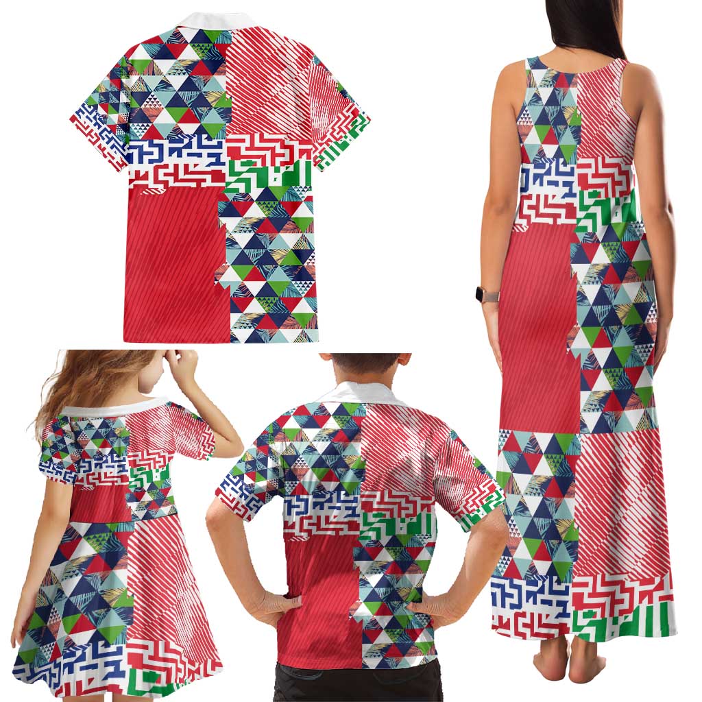 Hawaiian Floral Kakau Tropical Leaves-Sporty Style Family Matching Tank Maxi Dress and Hawaiian Shirt LT03 - Polynesian Pride