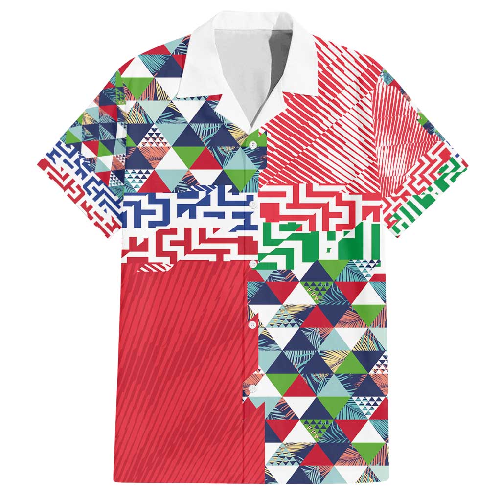 Hawaiian Floral Kakau Tropical Leaves-Sporty Style Family Matching Tank Maxi Dress and Hawaiian Shirt LT03 Dad's Shirt - Short Sleeve Art - Polynesian Pride