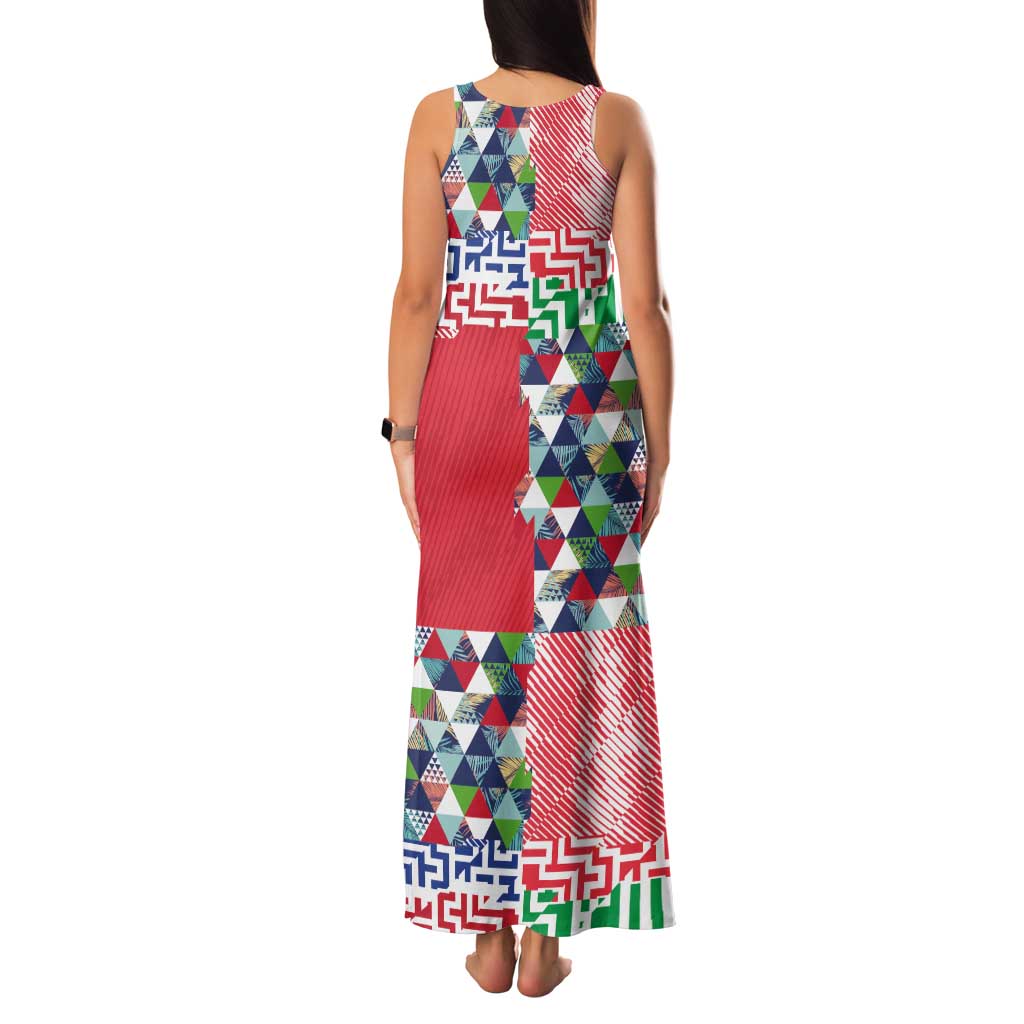 Hawaiian Floral Kakau Tropical Leaves-Sporty Style Family Matching Tank Maxi Dress and Hawaiian Shirt LT03 - Polynesian Pride