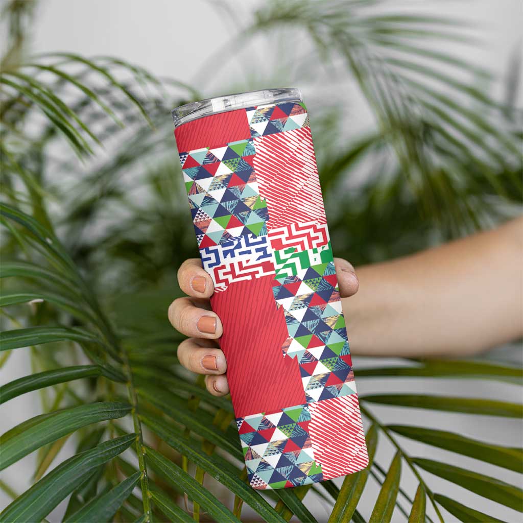 Hawaiian Floral Kakau Tropical Leaves-Sporty Style Skinny Tumbler LT03 - Polynesian Pride
