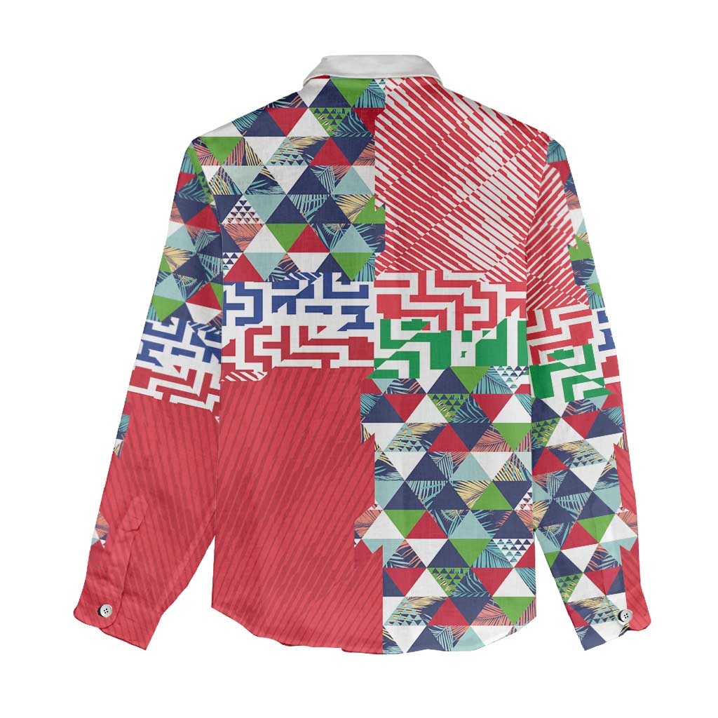 Hawaiian Floral Kakau Tropical Leaves-Sporty Style Women Casual Shirt