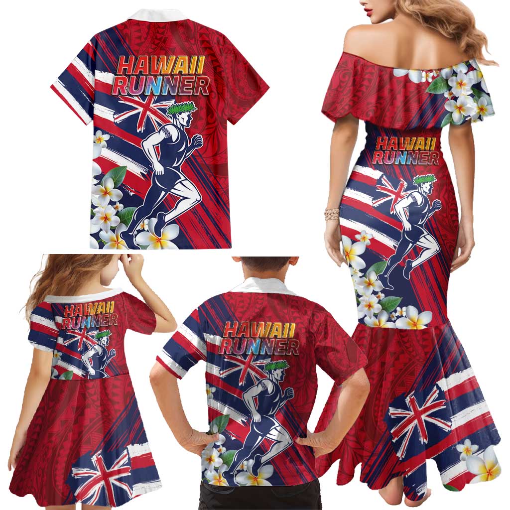 Hawaii Runner-Kakau Art with Lei and Plumeria Family Matching Mermaid Dress and Hawaiian Shirt LT03 - Polynesian Pride
