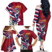 Hawaii Runner-Kakau Art with Lei and Plumeria Family Matching Off The Shoulder Long Sleeve Dress and Hawaiian Shirt LT03 - Polynesian Pride