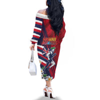 Hawaii Runner-Kakau Art with Lei and Plumeria Family Matching Off The Shoulder Long Sleeve Dress and Hawaiian Shirt LT03 - Polynesian Pride