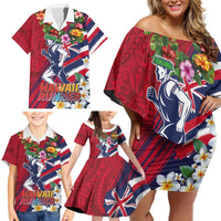 Hawaii Runner-Kakau Art with Lei and Plumeria Family Matching Off Shoulder Short Dress and Hawaiian Shirt LT03 - Polynesian Pride