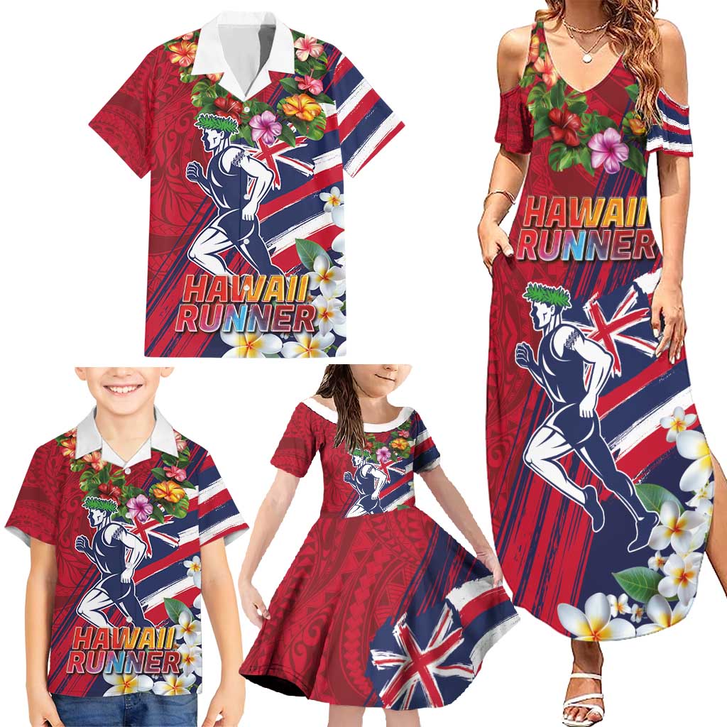 Hawaii Runner-Kakau Art with Lei and Plumeria Family Matching Summer Maxi Dress and Hawaiian Shirt LT03 - Polynesian Pride
