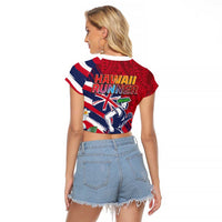 Hawaii Runner-Kakau Art with Lei and Plumeria Raglan Cropped T Shirt