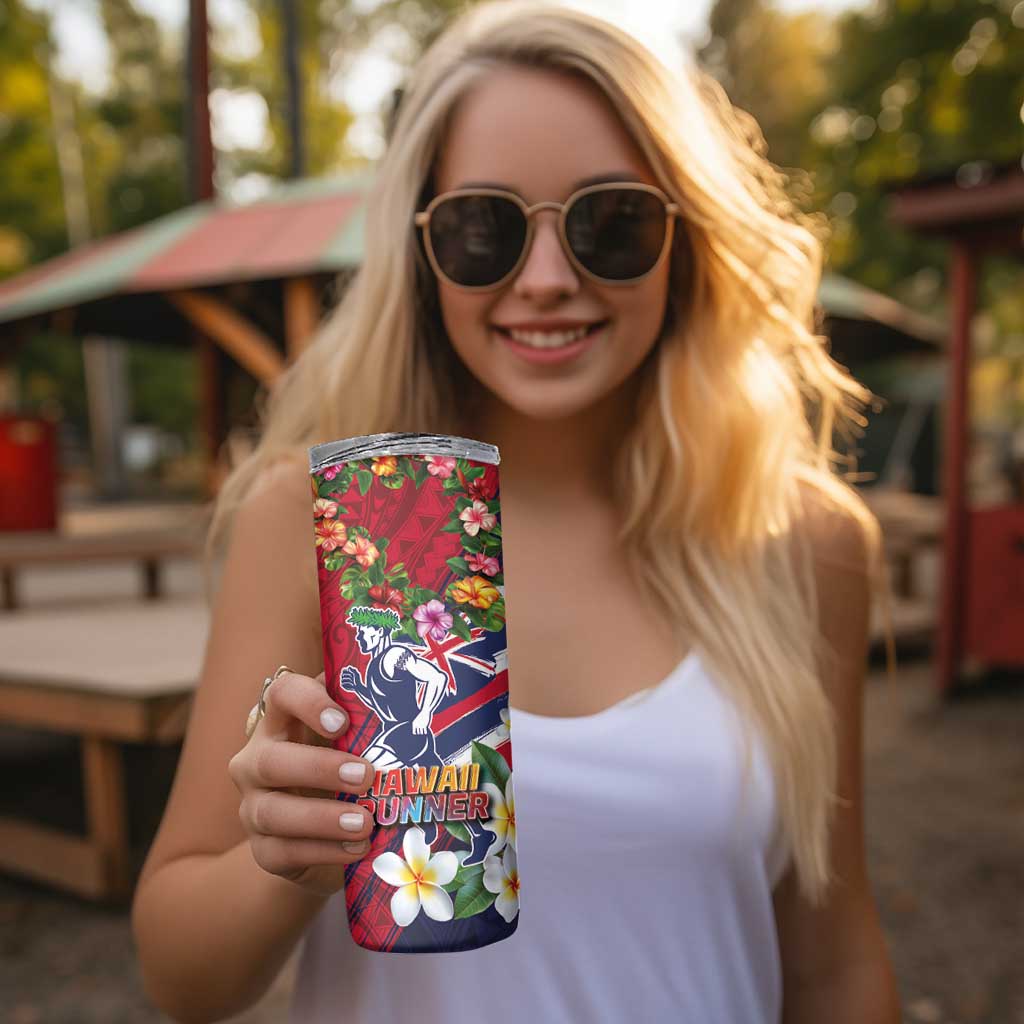 Hawaii Runner-Kakau Art with Lei and Plumeria Skinny Tumbler