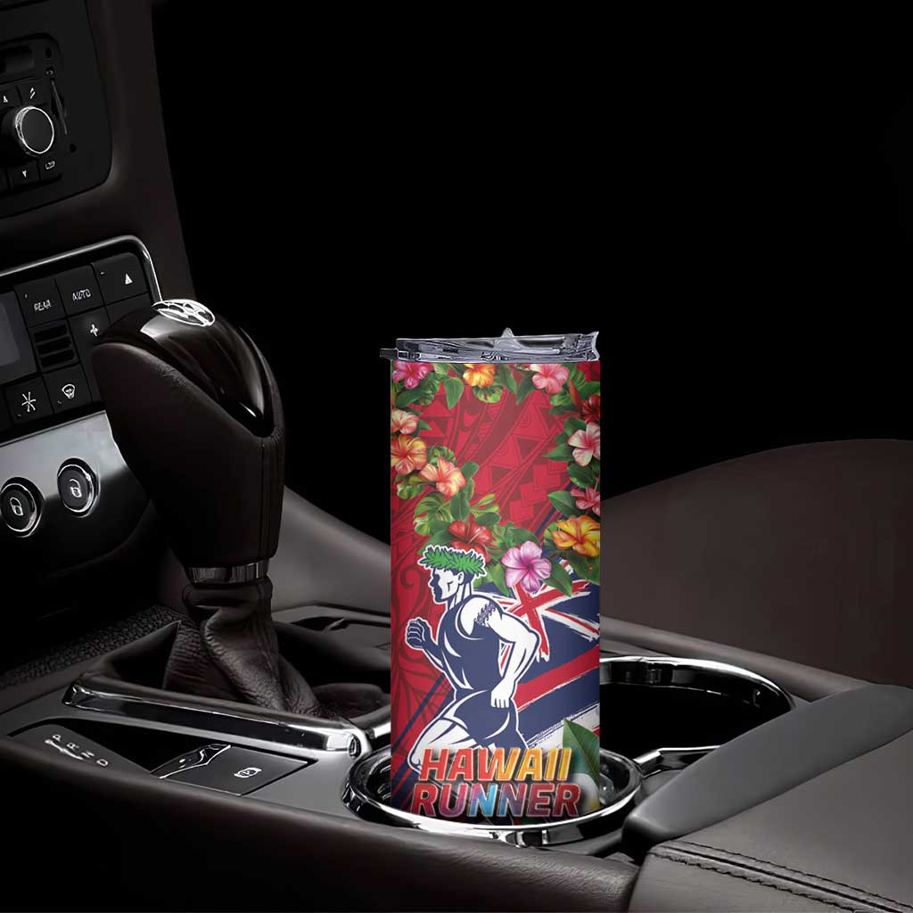 Hawaii Runner-Kakau Art with Lei and Plumeria Skinny Tumbler