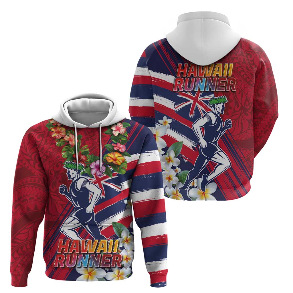 Hawaii Runner-Kakau Art with Lei and Plumeria Zip Hoodie LT03 - Polynesian Pride