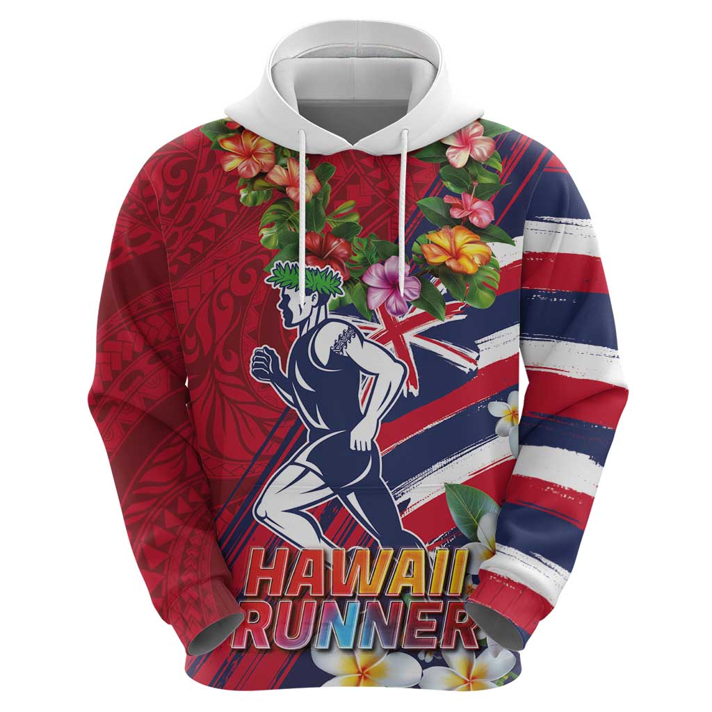 Hawaii Runner-Kakau Art with Lei and Plumeria Zip Hoodie LT03 - Polynesian Pride