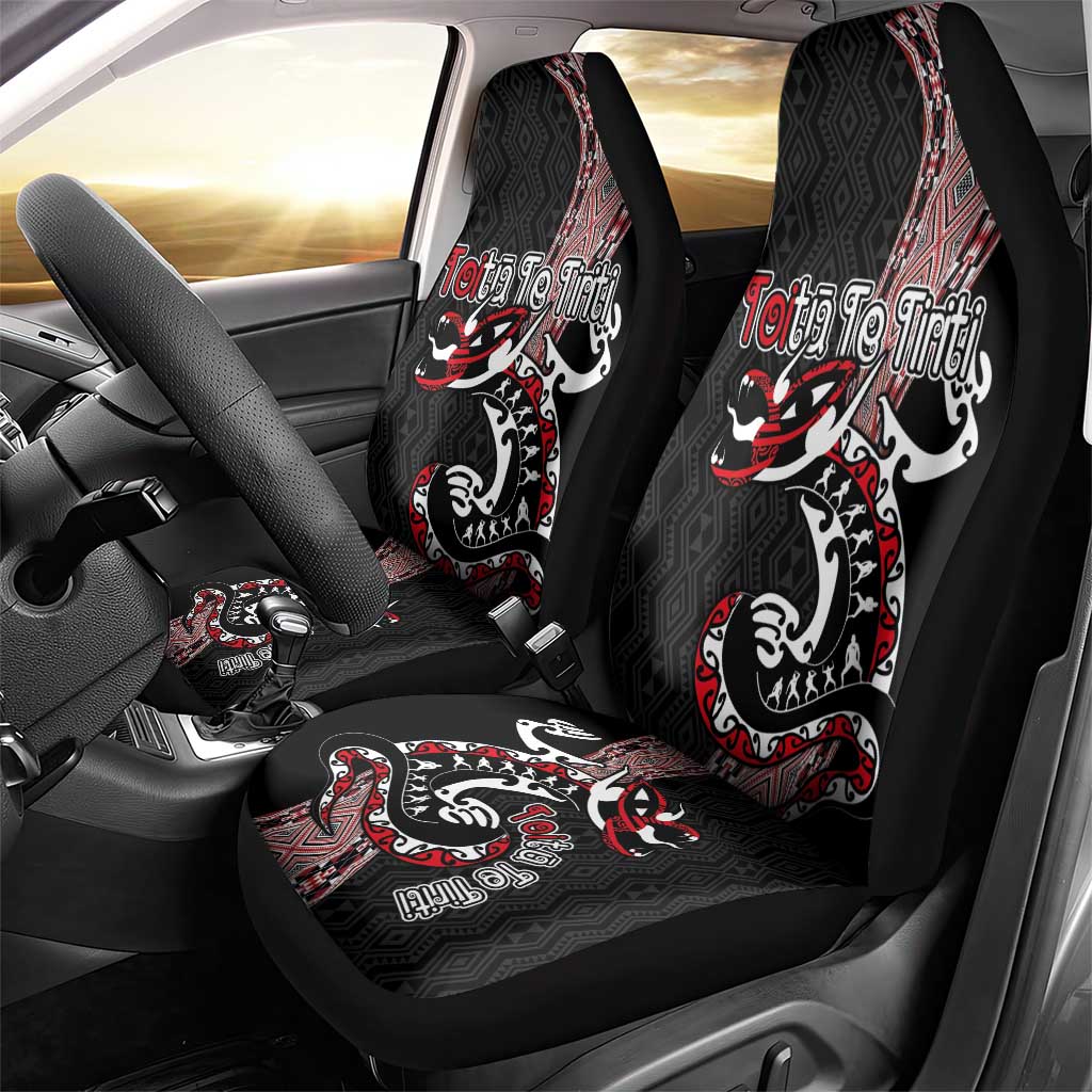 Aotearoa Toitu Te Tiriti Taniko Car Seat Cover Maori Taniwha Haka - Honour the Treaty LT03 - Polynesian Pride