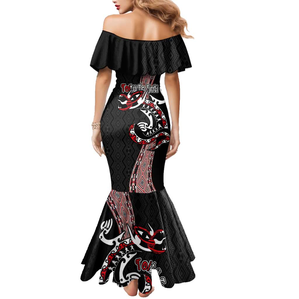 Aotearoa Toitu Te Tiriti Taniko Family Matching Mermaid Dress and Hawaiian Shirt Maori Taniwha Haka - Honour the Treaty LT03 - Polynesian Pride