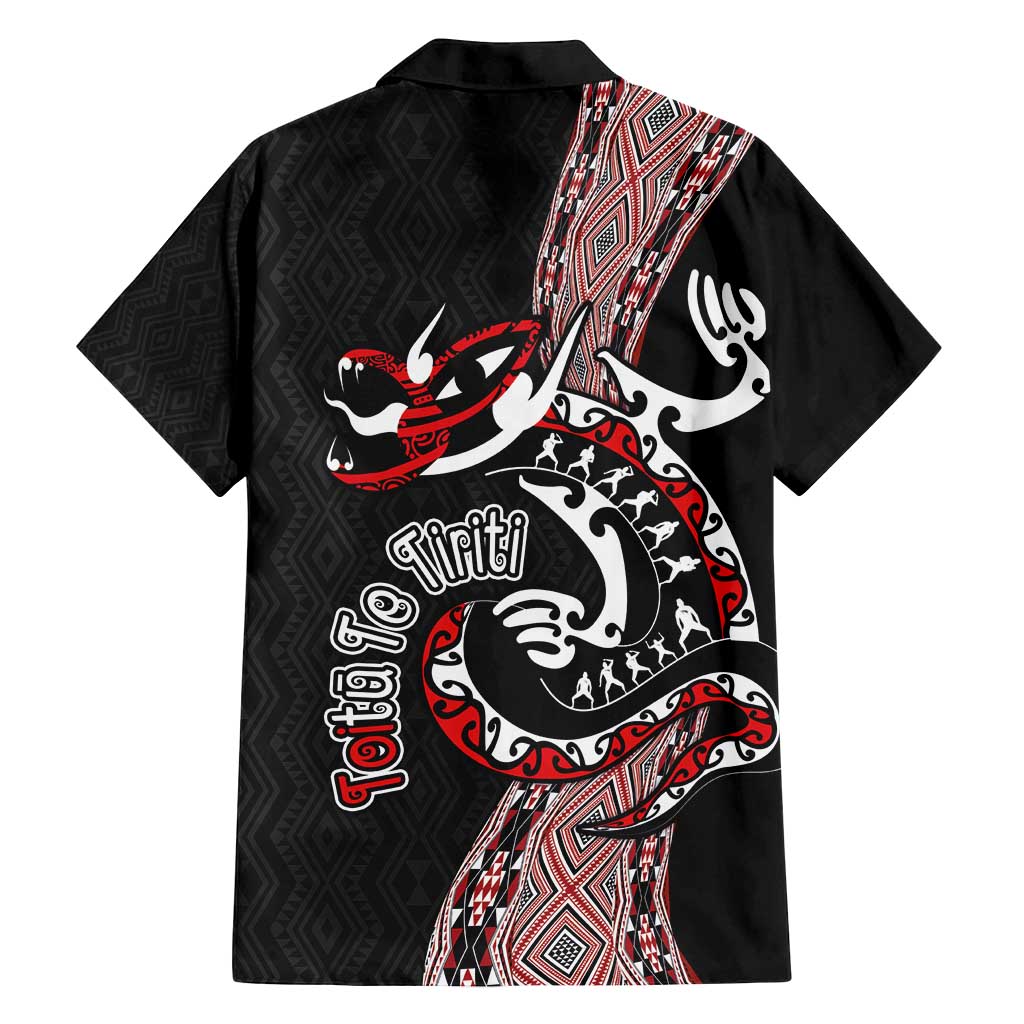 Aotearoa Toitu Te Tiriti Taniko Family Matching Off Shoulder Maxi Dress and Hawaiian Shirt Maori Taniwha Haka - Honour the Treaty LT03 - Polynesian Pride