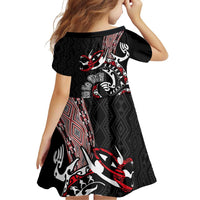 Aotearoa Toitu Te Tiriti Taniko Family Matching Off Shoulder Short Dress and Hawaiian Shirt Maori Taniwha Haka - Honour the Treaty LT03 - Polynesian Pride