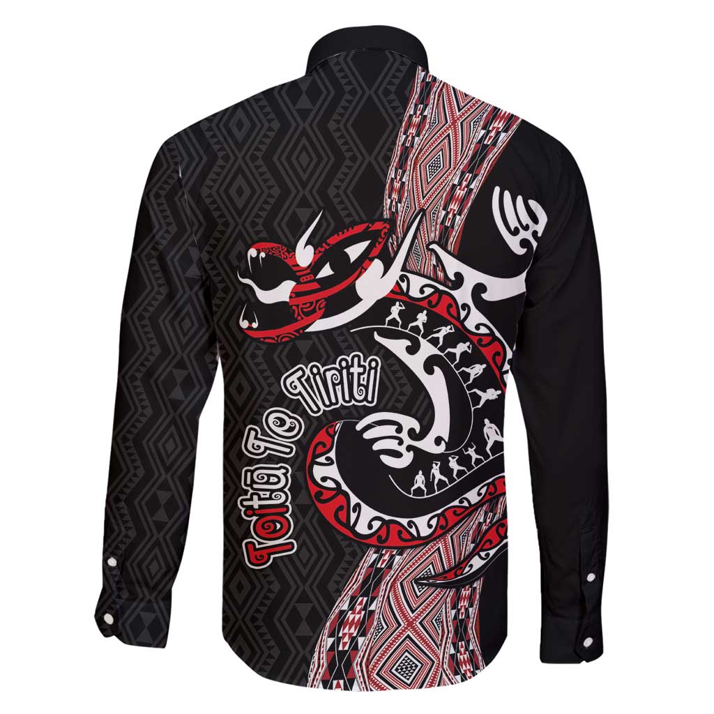 Aotearoa Toitu Te Tiriti Taniko Family Matching Off Shoulder Short Dress and Hawaiian Shirt Maori Taniwha Haka - Honour the Treaty LT03 - Polynesian Pride