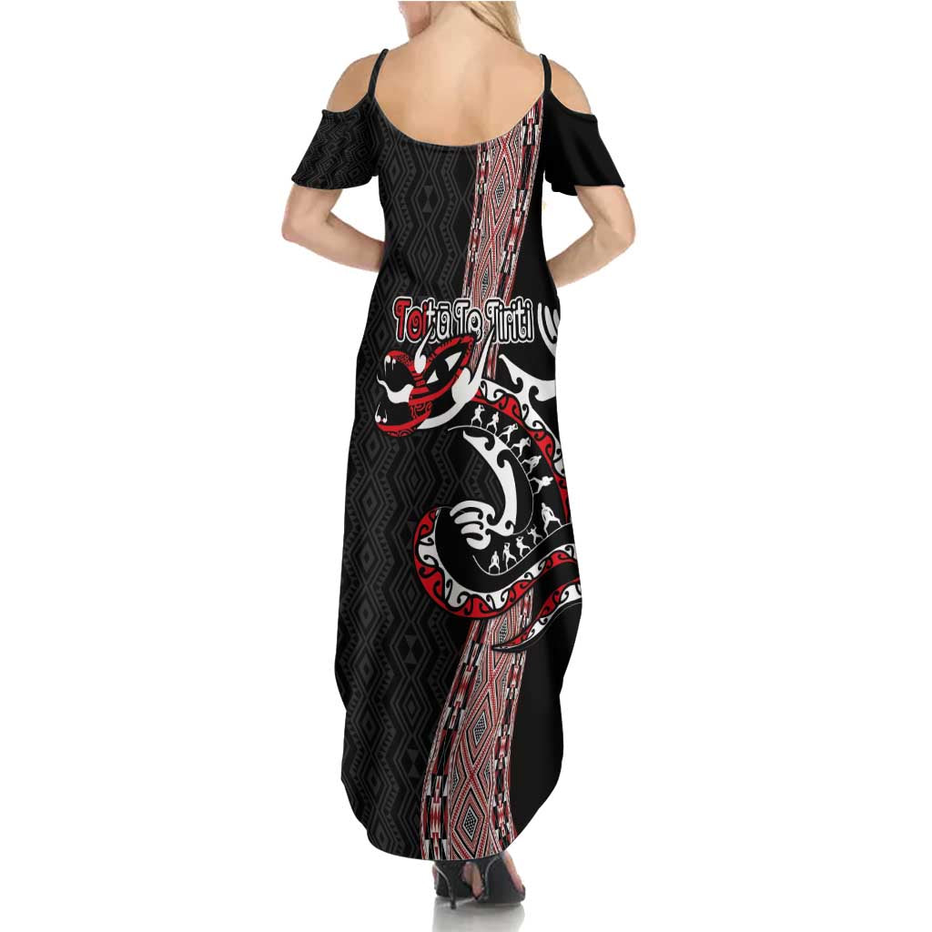 Aotearoa Toitu Te Tiriti Taniko Family Matching Summer Maxi Dress and Hawaiian Shirt Maori Taniwha Haka - Honour the Treaty LT03 - Polynesian Pride