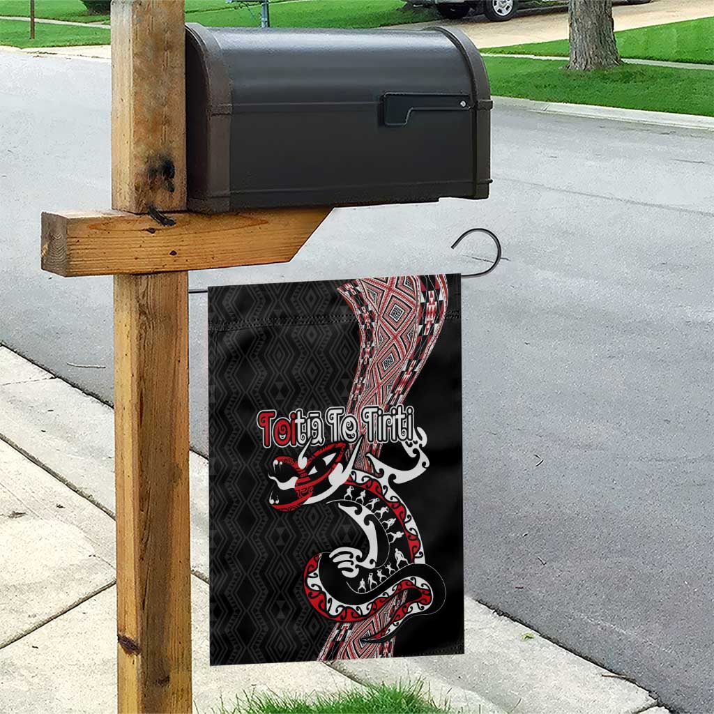 Aotearoa Toitu Te Tiriti Taniko Garden Flag Maori Taniwha Haka - Honour the Treaty LT03 - Polynesian Pride