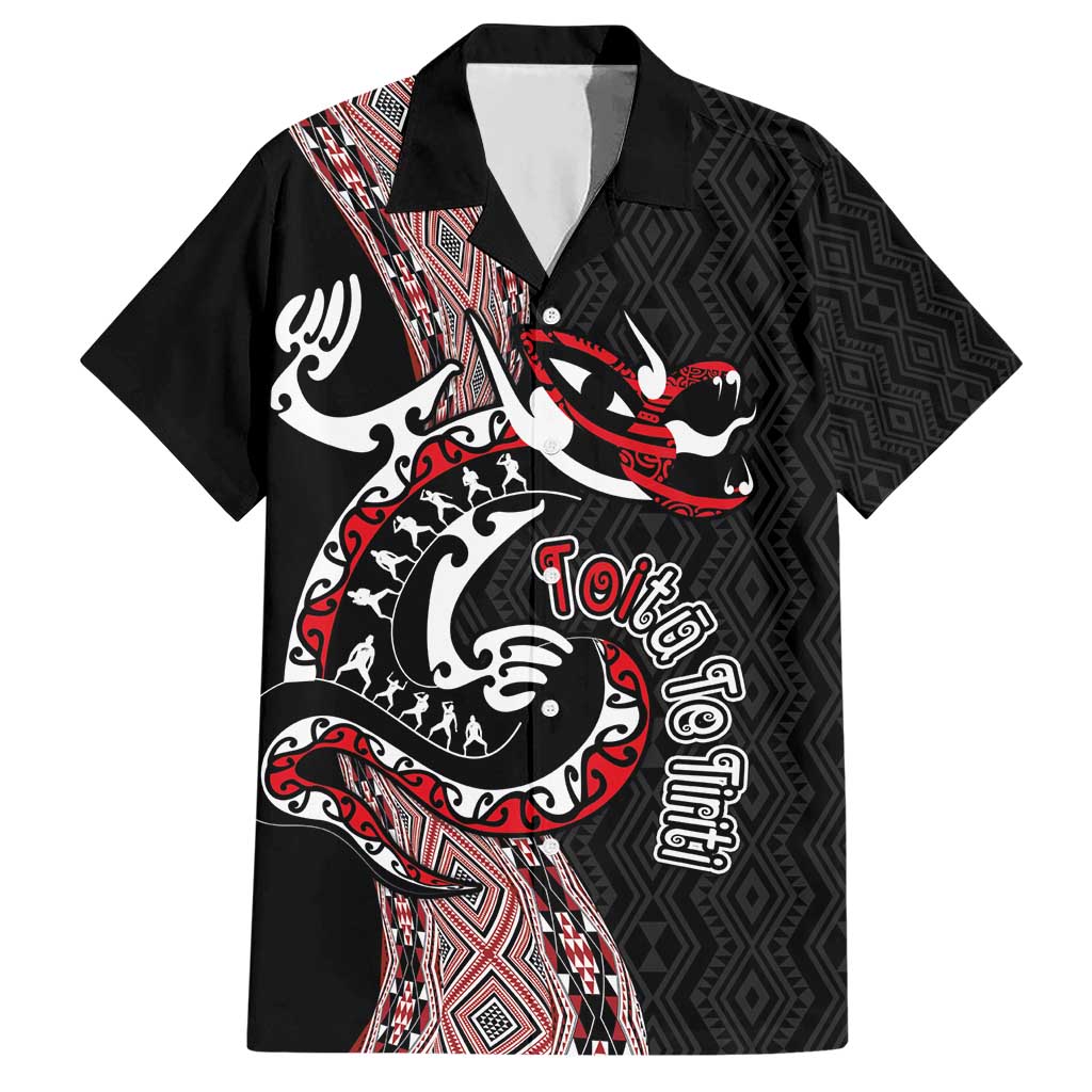 Aotearoa Toitu Te Tiriti Taniko Hawaiian Shirt Maori Taniwha Haka - Honour the Treaty LT03 Black - Polynesian Pride