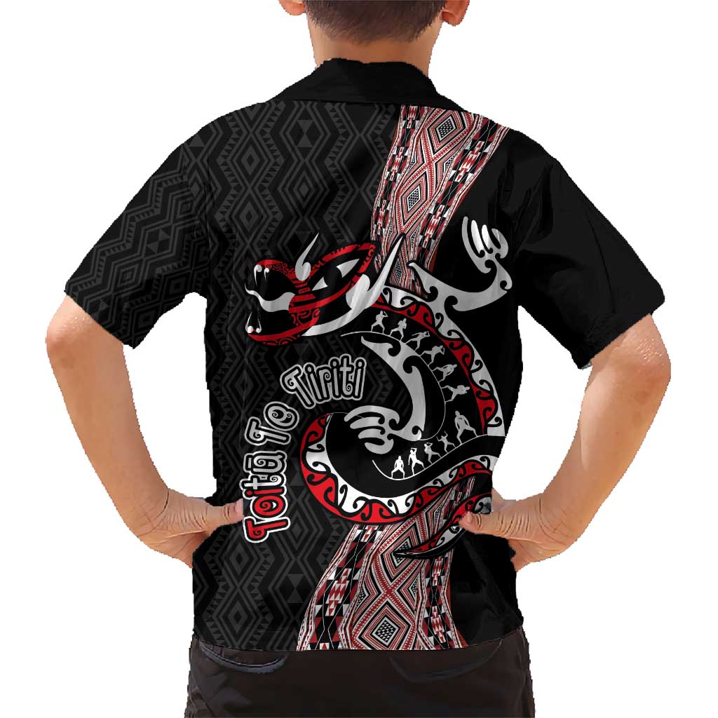 Aotearoa Toitu Te Tiriti Taniko Kid Hawaiian Shirt Maori Taniwha Haka - Honour the Treaty LT03 - Polynesian Pride