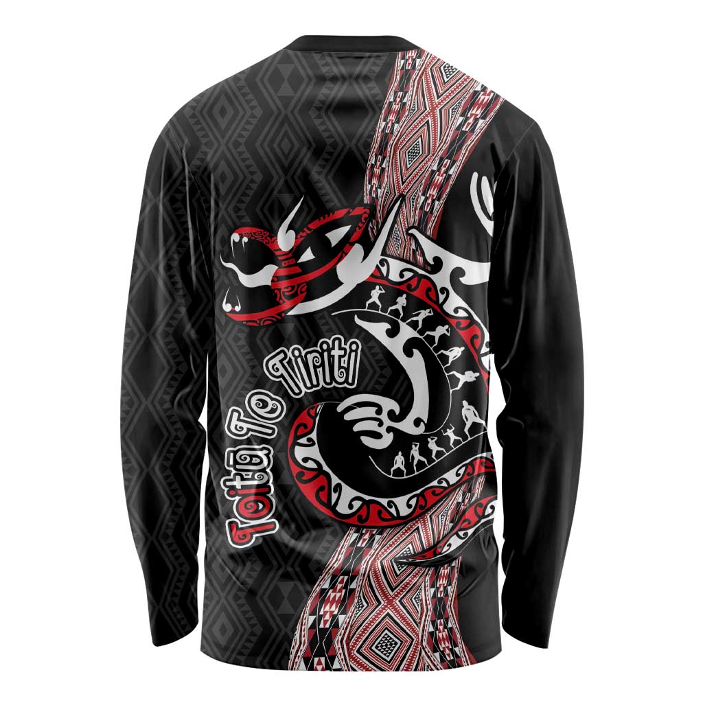 Aotearoa Toitu Te Tiriti Taniko Long Sleeve Shirt Maori Taniwha Haka - Honour the Treaty LT03 - Polynesian Pride
