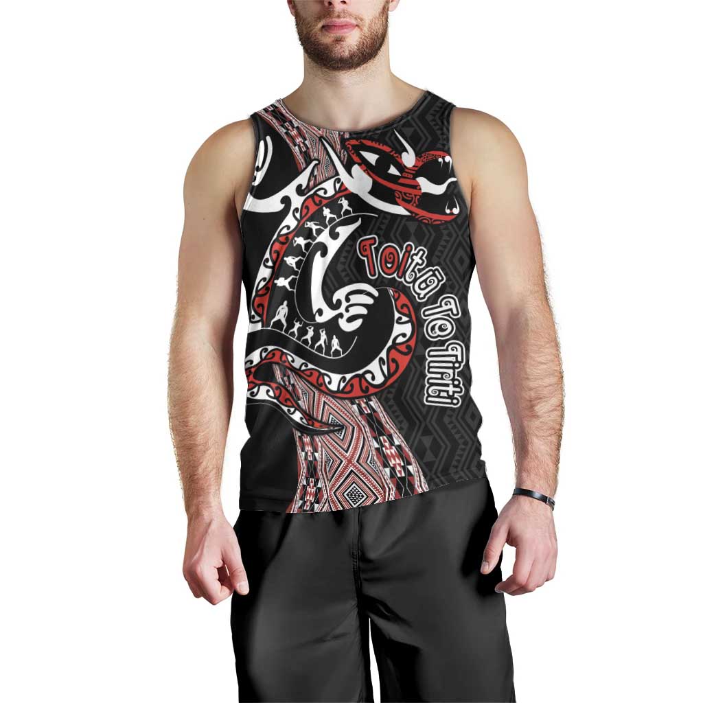 Aotearoa Toitu Te Tiriti Taniko Men Tank Top Maori Taniwha Haka - Honour the Treaty