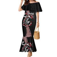 Aotearoa Toitu Te Tiriti Taniko Mermaid Dress Maori Taniwha Haka - Honour the Treaty LT03 Women Black - Polynesian Pride
