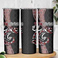 Aotearoa Toitu Te Tiriti Taniko Skinny Tumbler Maori Taniwha Haka - Honour the Treaty LT03 - Polynesian Pride