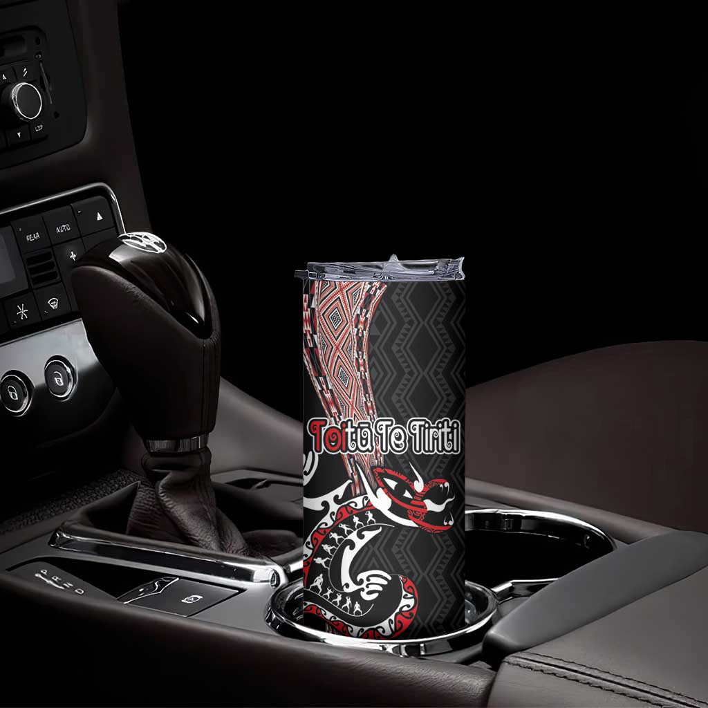 Aotearoa Toitu Te Tiriti Taniko Skinny Tumbler Maori Taniwha Haka - Honour the Treaty LT03 - Polynesian Pride