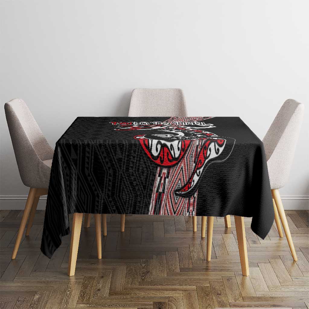 Aotearoa Toitu Te Tiriti Taniko Tablecloth Maori Taniwha Haka - Honour the Treaty