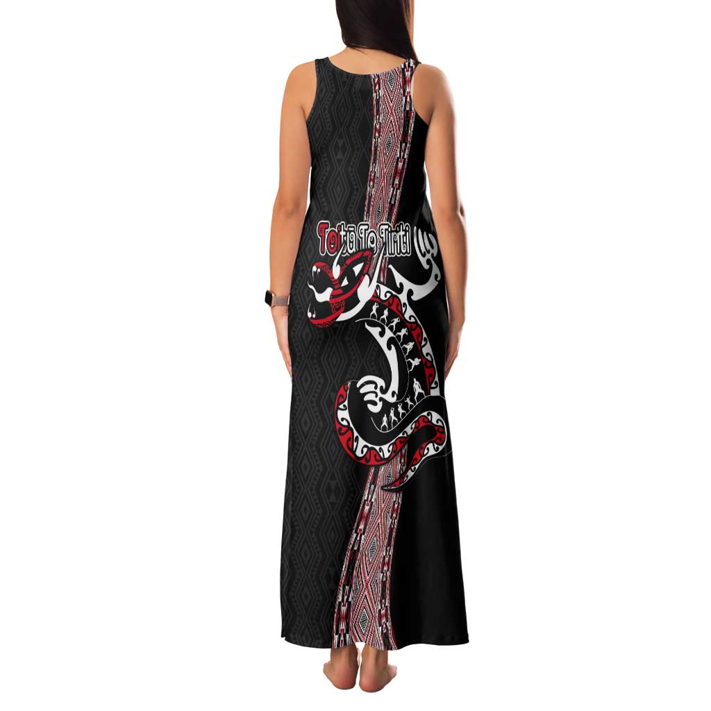 Aotearoa Toitu Te Tiriti Taniko Tank Maxi Dress Maori Taniwha Haka - Honour the Treaty LT03 - Polynesian Pride