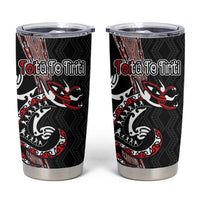 Aotearoa Toitu Te Tiriti Taniko Tumbler Cup Maori Taniwha Haka - Honour the Treaty LT03 Black - Polynesian Pride