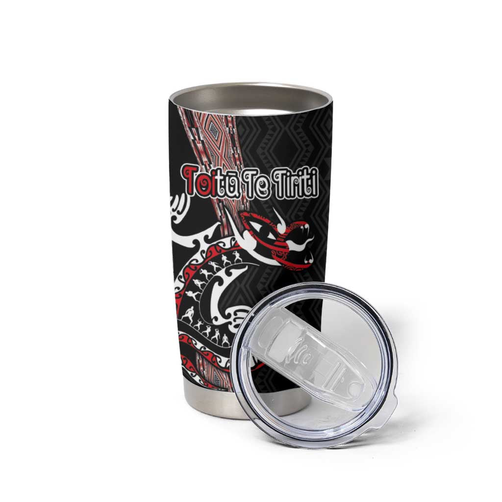 Aotearoa Toitu Te Tiriti Taniko Tumbler Cup Maori Taniwha Haka - Honour the Treaty LT03 - Polynesian Pride